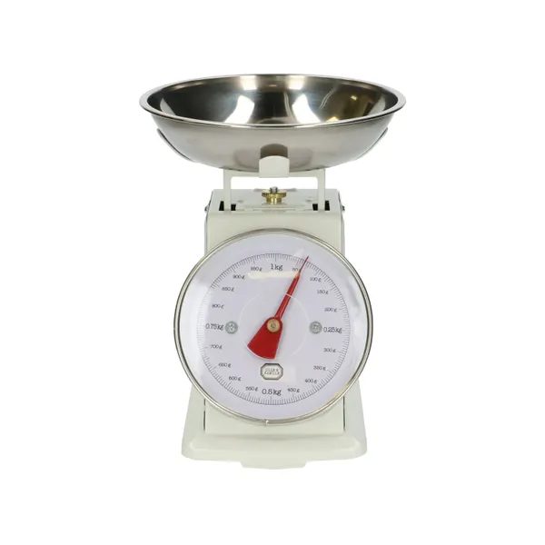 Dille & Kamille Retro keukenweegschaal, metaal, wit, 1 kg
