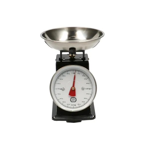 Dille & Kamille Retro keukenweegschaal, metaal, zwart, 1 kg